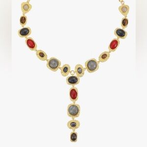 Gorgeous Dillards 18KT Dip Retro egg stone link Y necklace
